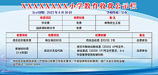 小學教育收費公示欄展板設計