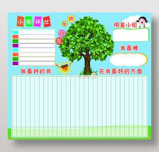 藍色可愛卡通小組評比卡