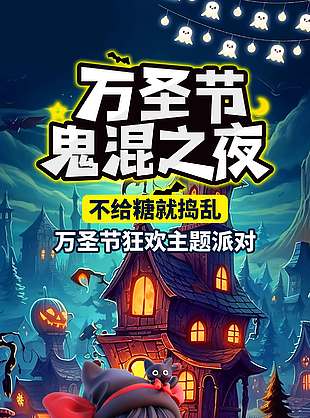 萬圣節狂歡主題派對節日海報
