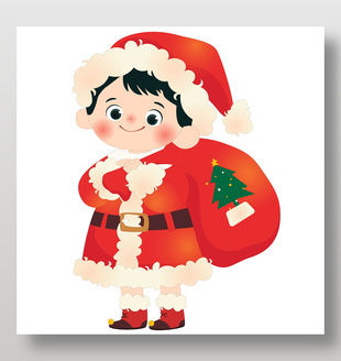 卡通可愛創意圣誕男孩插畫