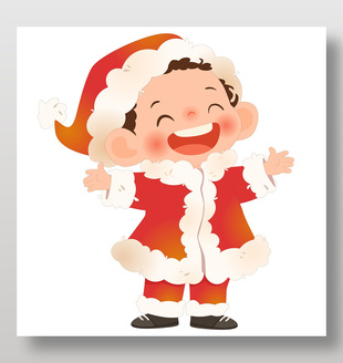 卡通圣誕節(jié)小男孩插畫
