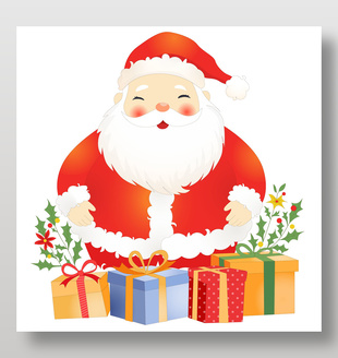卡通風圣誕老人數彩色禮盒節日插畫