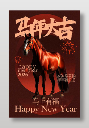 马年大吉新年节日活动海报