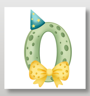 卡通风可爱生日数字0倒计时数字插画