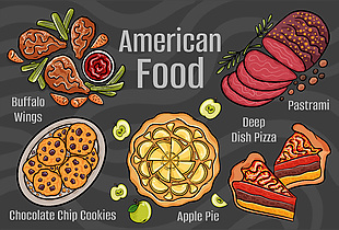 創意高端美式傳統美食插畫