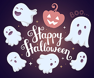 萬圣節快樂搞怪南瓜燈幽靈裝飾圖案