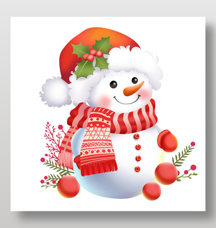 冬季可爱风圣诞节雪人童趣插画