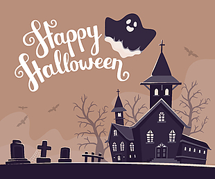 神秘诡异万圣节鬼屋墓地图案