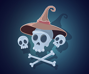 詭異恐怖萬圣節骷顱頭插畫