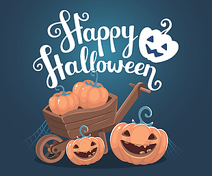 可爱卡通万圣节快乐南瓜灯插画
