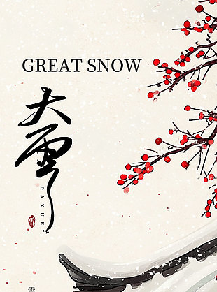 雪落知冬意大雪節氣傳統文化海報