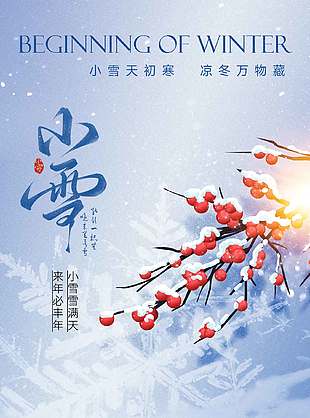 唯美詩(shī)意傳統(tǒng)二十四節(jié)氣小雪海報(bào)