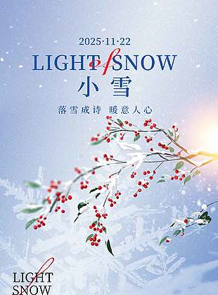 落雪成詩傳統二十四節氣小雪海報