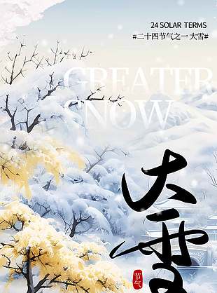 冬季萬物落雪傳統(tǒng)節(jié)氣大雪海報(bào)