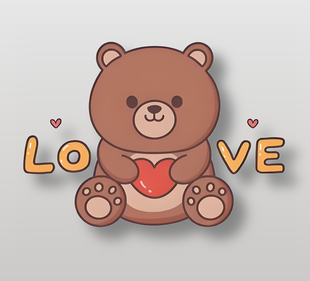卡通卡通愛心小熊
