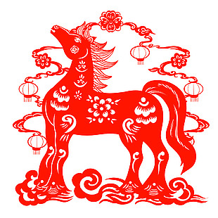 一馬當先馬年窗花貼紙