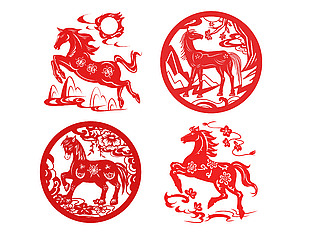 新國風喜慶馬年窗花貼紙