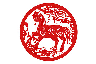 可愛生肖馬馬年窗花貼紙