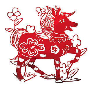 生肖馬馬年窗花貼紙設計