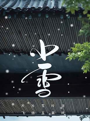 唯美禪意傳統二十四節氣小雪海報