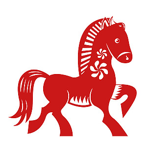 喜慶中國(guó)風(fēng)可愛(ài)小馬窗花貼紙