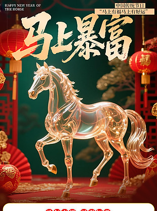 馬上暴富馬年喜慶臺(tái)歷設(shè)計(jì)
