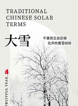 簡約唯美風(fēng)中國傳統(tǒng)大雪節(jié)氣海報(bào)