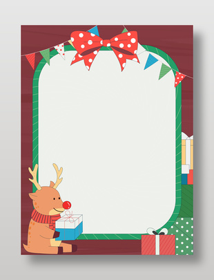 圣誕節馴鹿送禮物卡通節日插畫