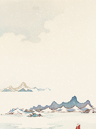 簡約藝術風格冬日里的湖泊背景插畫設計