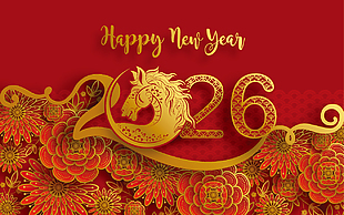 2026馬年春節(jié)新年剪紙風(fēng)展板