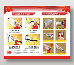 滅火器和消防栓使用方法宣傳海報(bào)