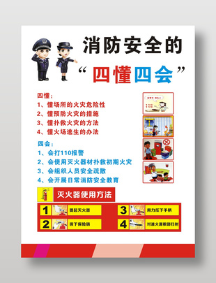 消防安全四懂四會知識宣傳海報
