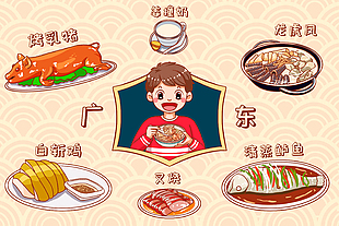 手繪可愛卡通廣東特色美食插畫