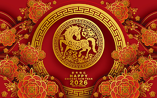 馬年春節(jié)新年剪紙風(fēng)新國(guó)風(fēng)展板