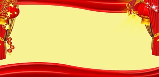 張燈結彩歡慶春節紅色背景展板