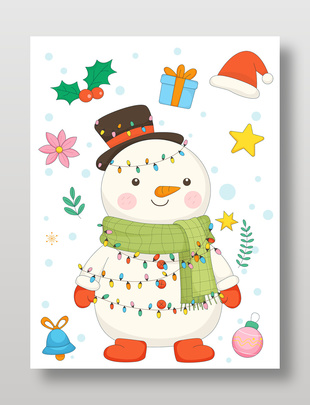 冬季卡通風(fēng)雪人穿保暖套裝兒童插畫