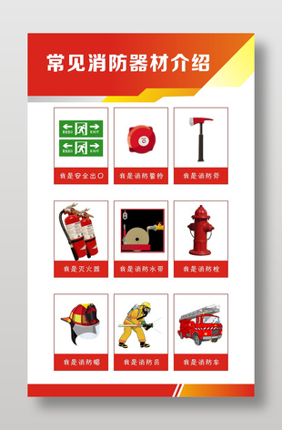 生活中常見消防器材介紹宣傳海報(bào)