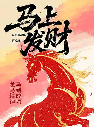 馬年新春祝福大氣水墨風(fēng)手繪海報(bào)設(shè)計(jì)