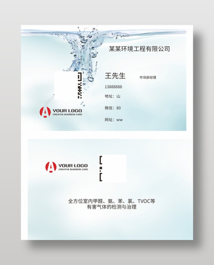 環境工程有限公司經理名片