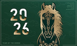 馬年簡(jiǎn)約線條藝術(shù)插畫(huà)中國(guó)風(fēng)生肖馬圖案