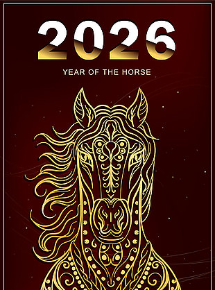 大氣中國風金色馬2026馬年海報