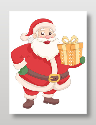 圣誕老人送節(jié)日禮物卡通兒童插畫