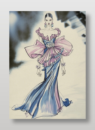 女性高端禮服設計手稿