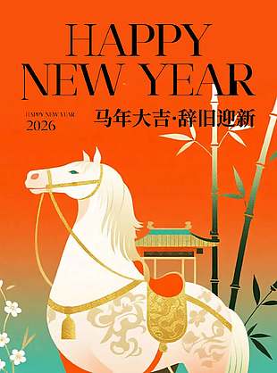 唯美詩意大吉大利中國傳統春節海報