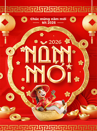 紅色中國風2026馬年大吉海報