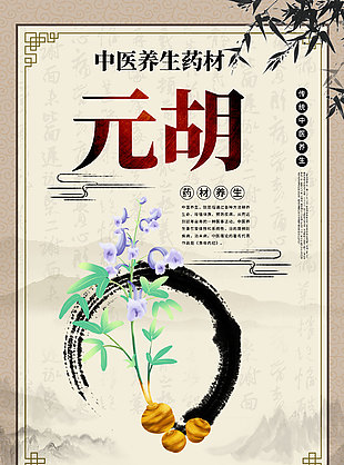 傳統養生藥草元胡藥理知識海報