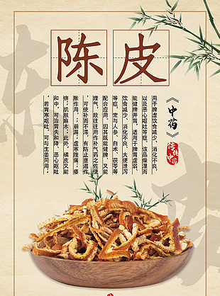 簡約中醫文化陳皮藥理知識海報