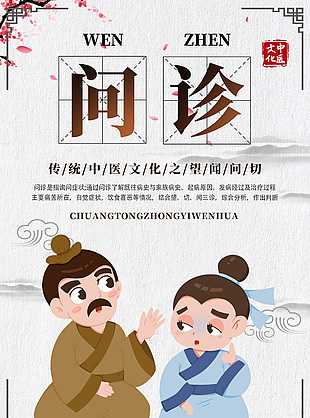 卡通可愛傳統(tǒng)中醫(yī)文化之問診宣傳海報