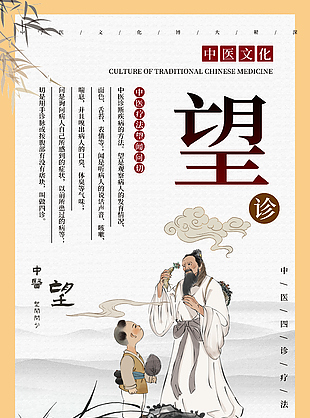 簡單創(chuàng)意傳統(tǒng)中醫(yī)療法之望診宣傳海報