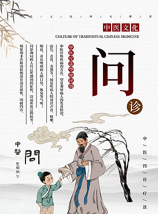 簡單創(chuàng)意傳統(tǒng)中醫(yī)療法之問診宣傳海報
